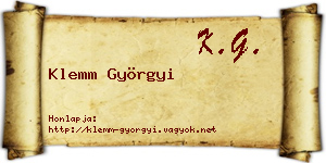 Klemm Györgyi névjegykártya